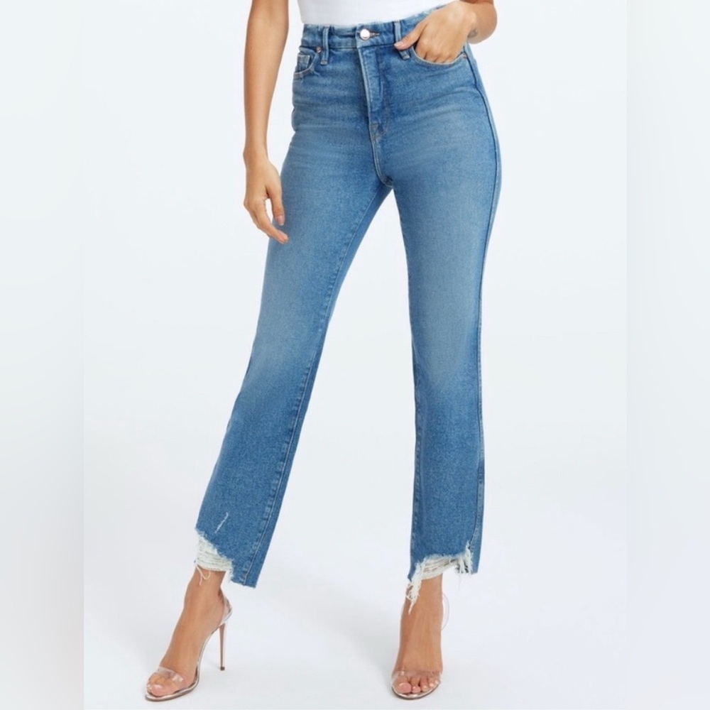 Good American Good Curve Cascade Straight Leg Jean size 4 27